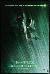 7w019 MATRIX REVOLUTIONS teaser DS 1sh '03 Fishburne, Carrie-Anne Moss as Morpheus & Trinity!