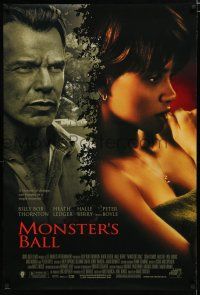 7w469 MONSTER'S BALL DS 1sh '01 close-ups of pretty Halle Berry, Billy Bob Thornton!