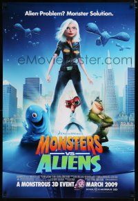 7w470 MONSTERS VS ALIENS advance DS 1sh '09 DreamWorks, alien problem, monster solution!