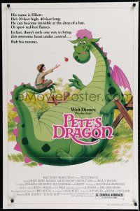 7w553 PETE'S DRAGON 1sh R84 Walt Disney, Helen Reddy, colorful art of Pete & Elliott!