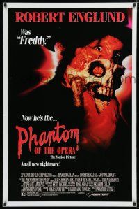 7w563 PHANTOM OF THE OPERA 1sh '89 Robert Englund was Freddy and now he's the phantom!