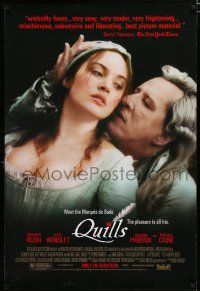 7w600 QUILLS DS 1sh '00 sexy image of Marquis de Sade Geoffrey Rush with pretty Kate Winslet!