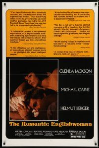 7w629 ROMANTIC ENGLISHWOMAN 1sh '75 Joseph Losey, Glenda Jackson, Michael Caine