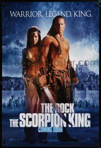 7w647 SCORPION KING int'l teaser DS 1sh '02 The Rock is a warrior, legend, king, sexy Kelly Hu!