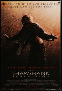 7w667 SHAWSHANK REDEMPTION advance DS 1sh '94 escaped prisoner Tim Robbins in rain, Stephen King!