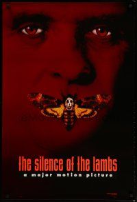 7w675 SILENCE OF THE LAMBS style B teaser DS 1sh '90 creepy Anthony Hopkins with moth over mouth!