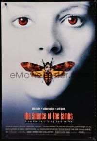 7w676 SILENCE OF THE LAMBS style D 1sh '90 great image of Jodie Foster w/moth over mouth!