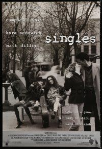 7w679 SINGLES 1sh '92 Matt Dillon, Bridget Fonda, Campbell Scott, Kyra Sedgwick!
