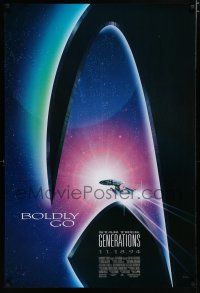 7w711 STAR TREK: GENERATIONS advance 1sh '94 cool sci-fi art of the Enterprise, Boldly Go!