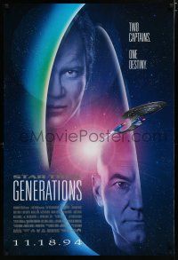 7w712 STAR TREK: GENERATIONS int'l advance 1sh '94 Patrick Stewart as Picard, William Shatner as Kirk!