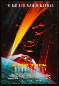 7w713 STAR TREK: INSURRECTION advance DS 1sh '98 Patrick Stewart as Capt Jean-Luc Picard, cool art!