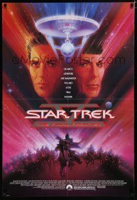 7w708 STAR TREK V 1sh '89 The Final Frontier, art of William Shatner & Leonard Nimoy by Bob Peak!