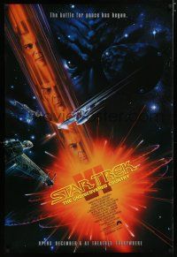7w709 STAR TREK VI advance 1sh '91 William Shatner, Leonard Nimoy, art by John Alvin!