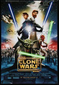 7w717 STAR WARS: THE CLONE WARS advance DS 1sh '08 art of Anakin Skywalker, Yoda, & Obi-Wan Kenobi!