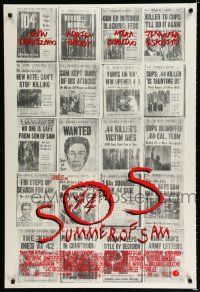 7w730 SUMMER OF SAM DS 1sh '99 Spike Lee, cool image of multiple newspaper murder articles!
