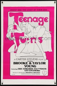 7w748 TEENAGE TWINS 1sh '76 sexy twins Brooke & Taylor Young, x-rated!