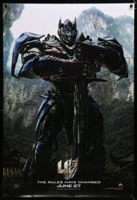 7w781 TRANSFORMERS: AGE OF EXTINCTION teaser DS 1sh '14 cool image of Optimus Prime!