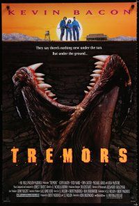 7w784 TREMORS 1sh '90 Kevin Bacon, Fred Ward, great sci-fi horror image of monster worm!