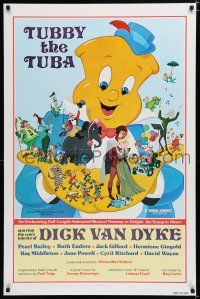 7w787 TUBBY THE TUBA 1sh R77 Dick Van Dyke, cartoon art of musical instruments!