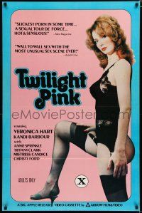 7w789 TWILIGHT PINK video/theatrical 1sh '81 sexy Veronica Hart in black lingerie & nylons!