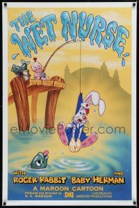 7w824 WET NURSE Kilian 1sh '88 Baby Herman goes fishing w/Roger Rabbit as the bait!