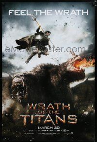 7w845 WRATH OF THE TITANS teaser DS 1sh '12 image of Sam Worthington vs enormous titan!