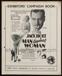 7x696 MAN AGAINST WOMAN English pressbook '32 Jack Holt, sexy full-length Lillian Miles!