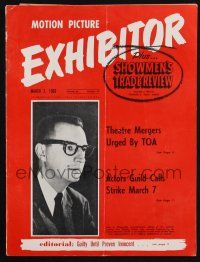 7x103 EXHIBITOR exhibitor magazine March 2, 1960 Actors Guild Calls Strike, Wind Cannot Read +more!