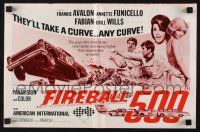 7x557 FIREBALL 500 pressbook '66 Frankie Avalon & Annette Funicello, cool stock car racing art!