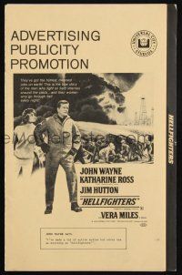 7x608 HELLFIGHTERS pressbook '69 John Wayne as fireman Red Adair, Katharine Ross, blazing inferno!