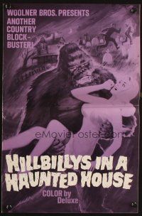 7x614 HILLBILLYS IN A HAUNTED HOUSE pressbook '67 country music, art of wacky ape & sexy girl!