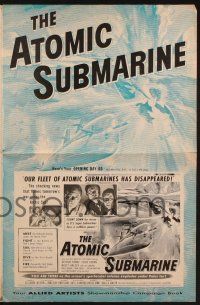 7x426 ATOMIC SUBMARINE pressbook '59 cool Reynold Brown art, hell explodes under the Arctic Sea!