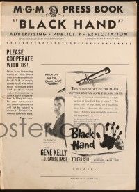 7x449 BLACK HAND pressbook '50 cool artwork of Gene Kelly, one man against the Black Hand!