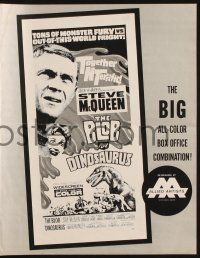 7x455 BLOB/DINOSAURUS pressbook '64 great close up of Steve McQueen, plus art of T-Rex w/girl!