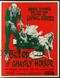7x458 BLOOD OF GHASTLY HORROR pressbook R84 human zombies rise from coffins as living corpses!