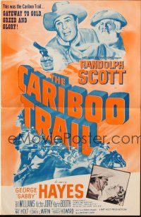 7x482 CARIBOO TRAIL pressbook R54 Randolph Scott & Gabby Hayes vs Native American Indians!