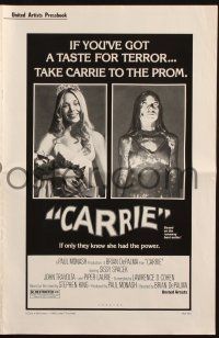 7x484 CARRIE pressbook '76 Stephen King, Sissy Spacek before and after her bloodbath at the prom!