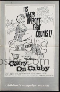 7x485 CARRY ON CABBY pressbook 1967 English taxi cab sex, art of sexy girl sitting on car!
