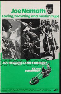 7x476 C.C. & COMPANY pressbook '70 great images of Joe Namath on motorcycle, biker gang!