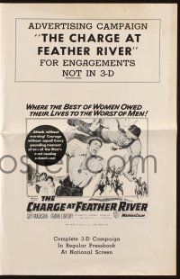7x489 CHARGE AT FEATHER RIVER pressbook '53 great cowboy western, special 2-D version!