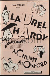 7x493 CHUMP AT OXFORD pressbook R46 great images of Laurel & Hardy in dunce caps & caps and gown!