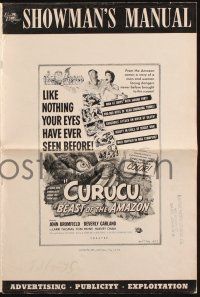 7x507 CURUCU, BEAST OF THE AMAZON pressbook '56 Universal horror, monster art by Reynold Brown!