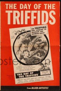 7x514 DAY OF THE TRIFFIDS pressbook '62 classic English sci-fi horror, great monster images!