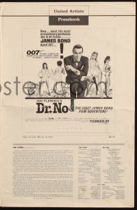 7x529 DR. NO pressbook '63 Sean Connery in James Bond's first movie, alternate 6-page version!
