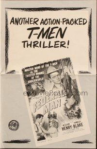 7x555 FEDERAL MAN pressbook '50 master T-Man William Henry vs the twisted brains of the underworld!