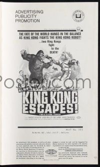 7x656 KING KONG ESCAPES pressbook '68 Ishiro Honda's Kingukongu no Gyakushu, cool monster images!