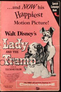 7x664 LADY & THE TRAMP pressbook '55 Walt Disney romantic canine dog classic cartoon!