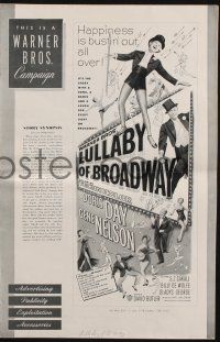 7x691 LULLABY OF BROADWAY pressbook '51 art of Doris Day & Gene Nelson in top hat and tails!