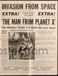 7x699 MAN FROM PLANET X pressbook '51 Edgar Ulmer sci-fi, Robert Clarke, cool newspaper layout!