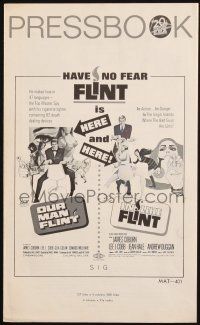 7x742 OUR MAN FLINT/IN LIKE FLINT pressbook '67 James Coburn, Flint Double-bill, Bob Peak art!